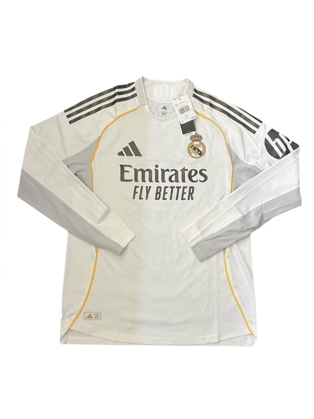 $160 Adidas Real Madrid 2025/26 Long Sleeve Home Authentic Jersey NEW Mens Large
